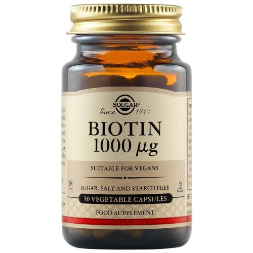 Solgar Biotin 1000μg Συμπλήρωμα Διατροφής για την Υγιείς Ανάπτυξη των Μαλλιών & του Δέρματος 50veg.caps